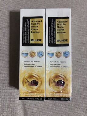 OUHOE Advanced Snail 96 Mucin Power Essence pack of 2 — Gold & White Packaging